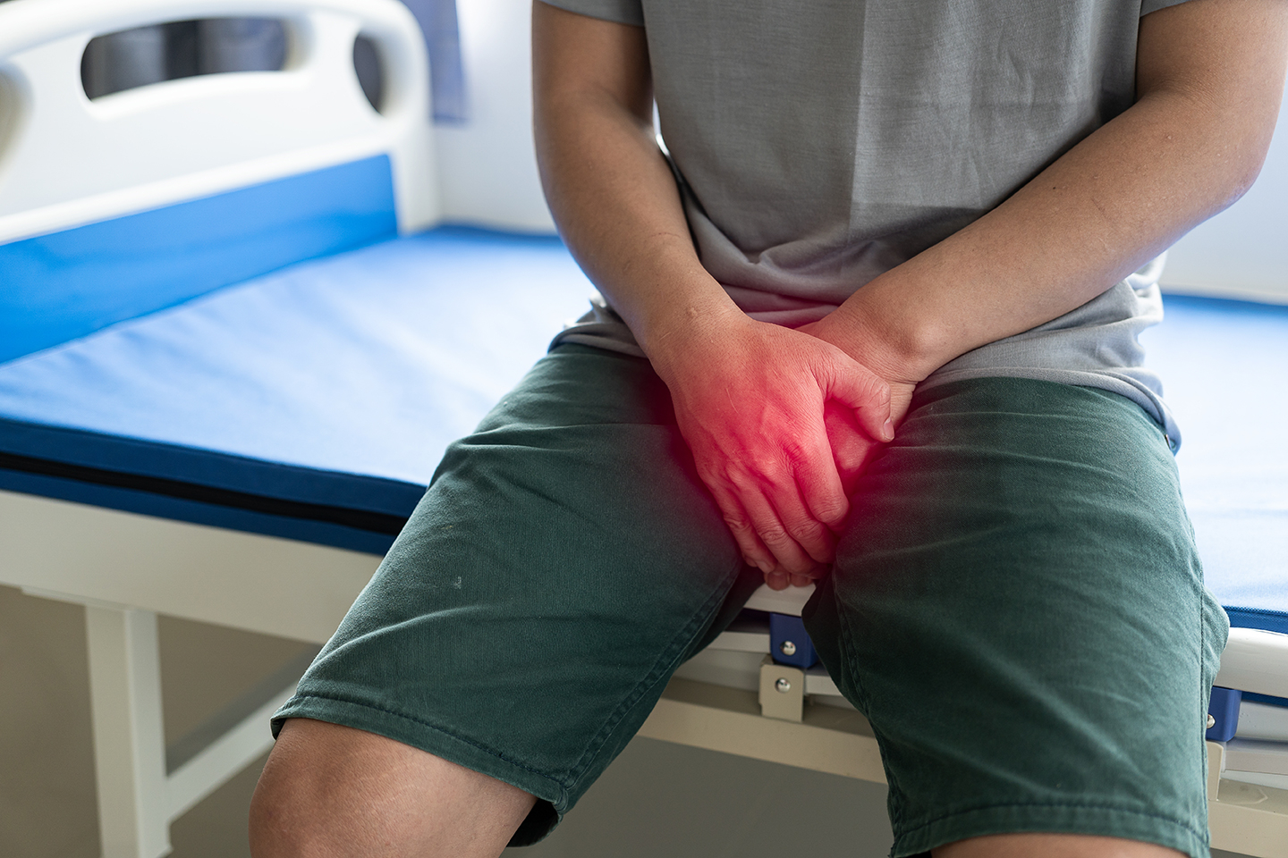 A man suffering from an enlarged prostate