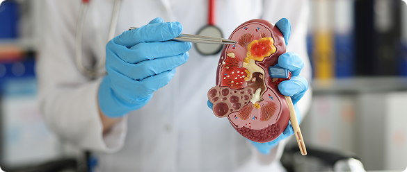 doctor pointing on the kidney stone
